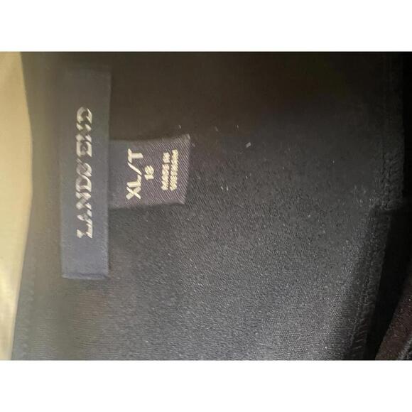 Lands' End Black Velvet 3/4 Sleeve Fit and Flare Midi Dress XL - Picture 2 of 5